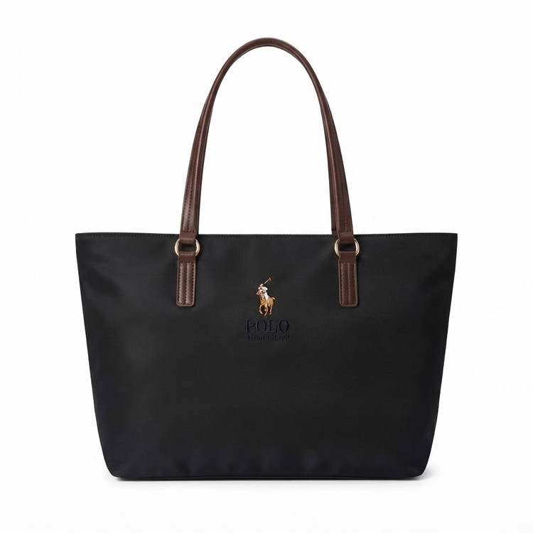 کیف بزرگ و جادار مشکی با بند قهوهای POLO Ralph Lauren
